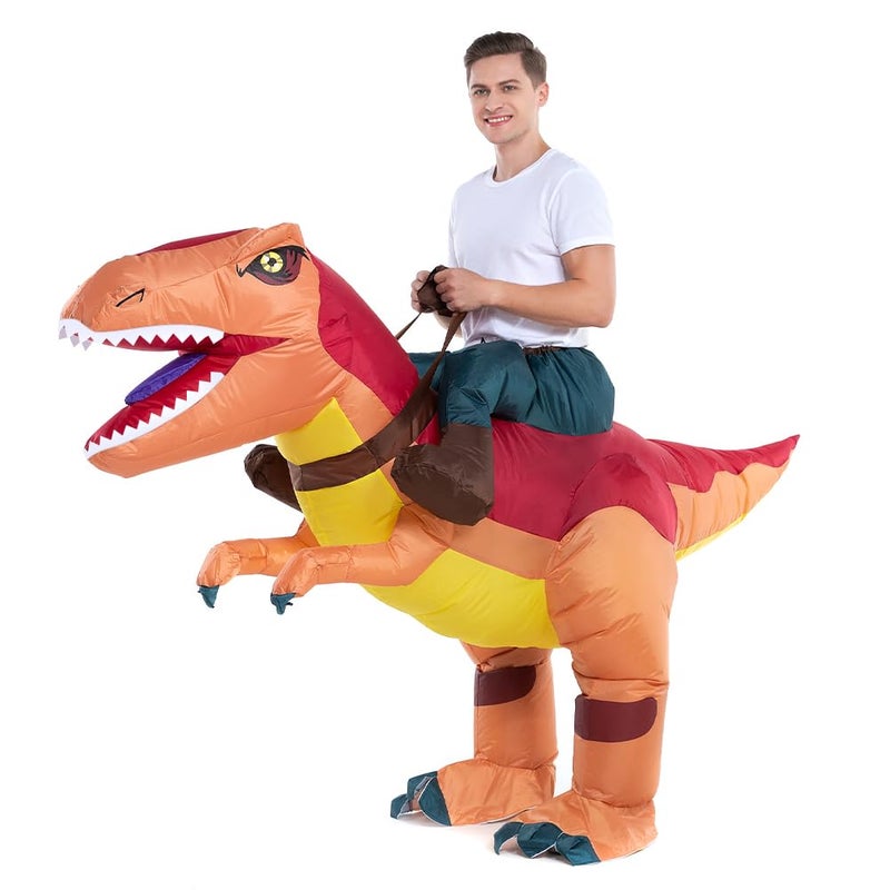 HSCTEK Inflatable Dinosaur Costume Adult Men Women, Inflatable Blow Up Costume Riding Trex Dinosaur Costume Youth, Inflatable Ride On Dinosaur Halloween Costume Teen - Image 2